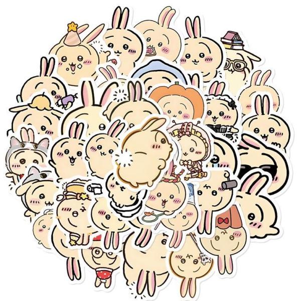 ちいかわ ウサギステッカー 100枚セット シール アニメ ちいかわ ハチワレ うさぎ 漫画 キャラ...