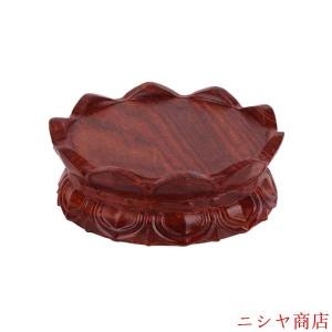 ミニ 丸型 木製 仏像台 小 飾り台 蓮華型台座...の商品画像