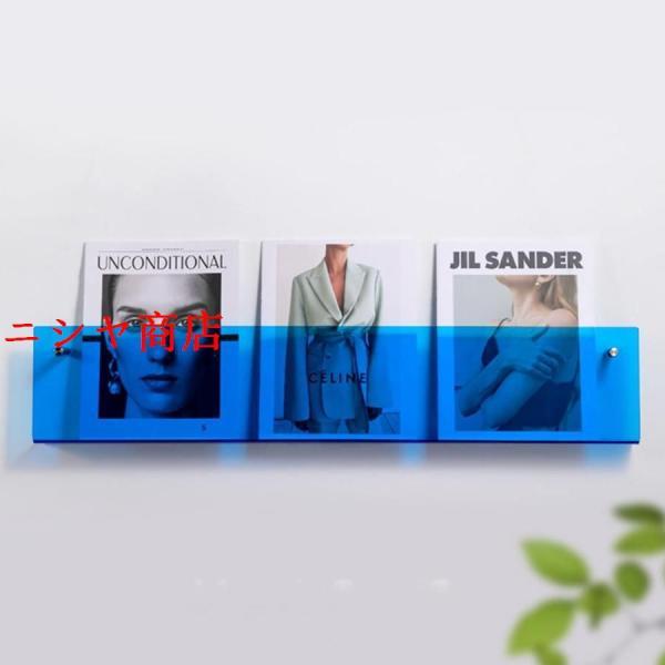 マガジンラック アクリル パンフレット ホルダー壁マウント。 40/60/80/100/120cm ...