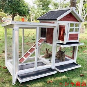 屋外ウサギケージ木製鶏小屋 ウサギケージ うさ...の詳細画像2