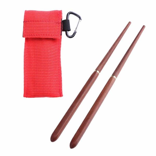 組み立て式木製箸 カラビナ付き収納袋 携帯便利 コンパクト 軽量 アウトドア キャンプ 登山 バーベ...