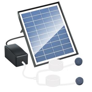 太陽光発電 エアポンプ 池酸素パイプ ソーラー給電式 DC10V 6W パネル 強力なパワー 取付簡単 エア吐出量0.8L/min エアーストーン2個付き HOP-BSVAP013｜ホープスター