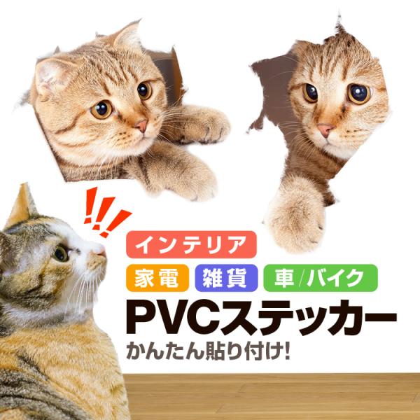 動物ステッカー かわいい PVC素材 カッティングステッカー ウォールステッカー CAT 猫 ネコ ...