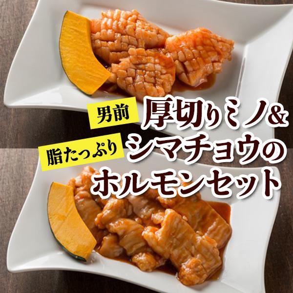 男前厚切りミノと脂たっぷりシマチョウのホルモンセット(味噌ダレ付)