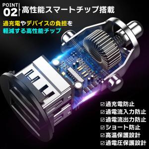 シガーソケット 2連 USB 増設 電源 車載...の詳細画像4