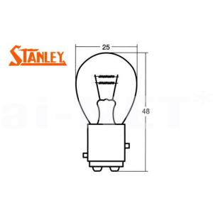 STANLEY スタンレー テールランプ/ウインカー用電球 12V21/5W 10個入り S25 純正リペア用(A4875B)｜horidashi