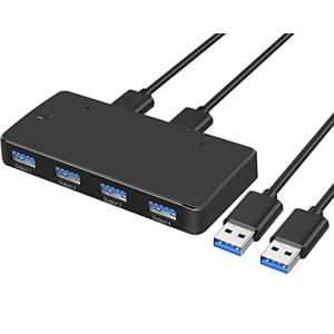 限定価格USB 3.0 Switch Selector 4 Port 2 Computers Sharing Peripheral Switcher Adapter Hub for PC Printer Scanner Mouse Keyboard with On