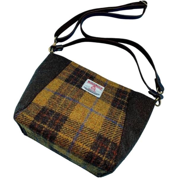 母の日 Harris Tweed ハリスツイード コンビ 2wayショルダーバッグ( マスタードチェ...