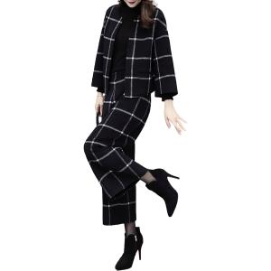 セットアップ 大人 きれいめ チェック ジャケット パンツ 2点セット レディース( ブラック,  ...