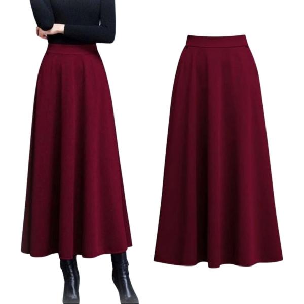 ロングスカート フレア ハイウエスト レディース Aライン ウエストゴム マキシ丈 秋冬 エレガント...