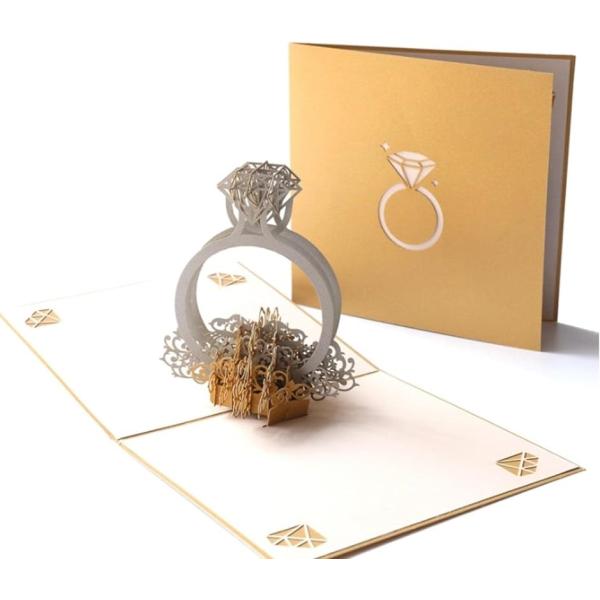 グリーティングカード 指輪 3D 立体 メッセージ ポップアップ 記念日 誕生日 結婚 サプライズ ...