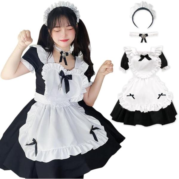 メイド服 コスプレ カチューシャ チョーカー ハロウィン(ブラック,  S)