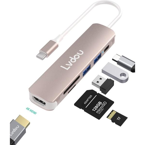 【互換品】USB C ハブ アダプタ 6-in-1 マルチポート Type-C 85W PD充電 4...