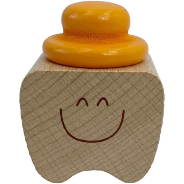乳歯ケース 木製 コンパクト 乳歯入れ ティースケース 保存( オレンジ)