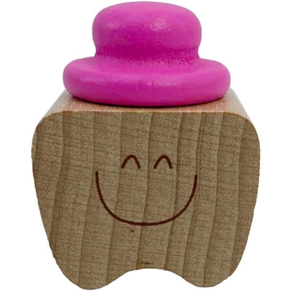 乳歯ケース 木製 コンパクト 乳歯入れ ティースケース 保存( ピンク)
