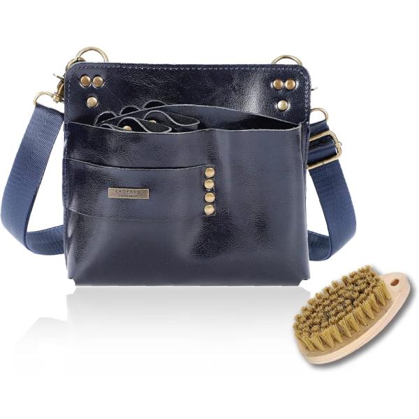 シザーケース ブラシ付 ハサミ7丁 スクエア型 美容師(ネイビー)