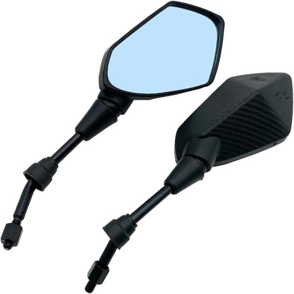 バイク スクーター カスタム ミラー サイドミラー 汎用 左右セット (カーボン,  8mm)