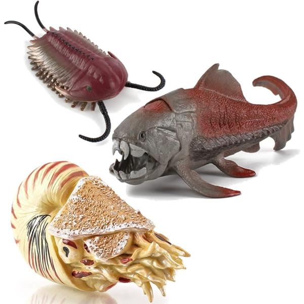 オウムガイ フィギュア アンモナイト 貝殻 おもちゃ 6＋ オウムガイ+ダンクルオステウス+三葉虫