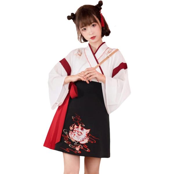 レディレイジー 大正ロマン 袴 セット ショート 巫女 浴衣 着物 漢服 コスプレ 帯付き 猫又 狐...