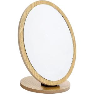 オーバル型 卓上 化粧 鏡 ミラー 木製 スタンド 角度調整｜horikku