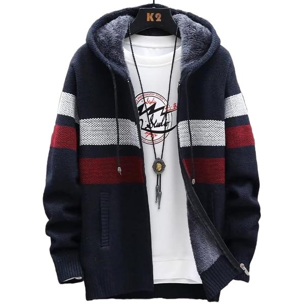 エンプティオ フード付き ニットジャケット メンズ アウター フルジッパー トップス ジップパーカー...