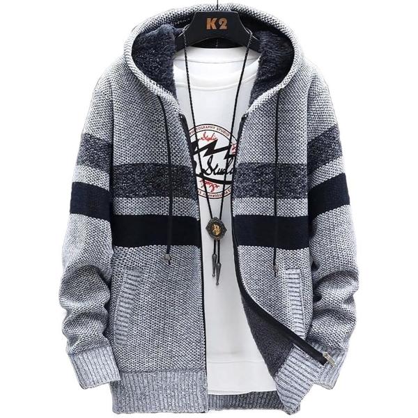 エンプティオ フード付き ニットジャケット メンズ アウター フルジッパー トップス ジップパーカー...