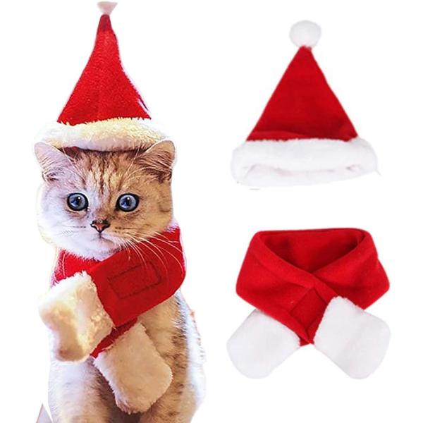morytrade ペット服 クリスマス 猫 犬 コスプレ サンタクロース マフラー L( サンタ帽...