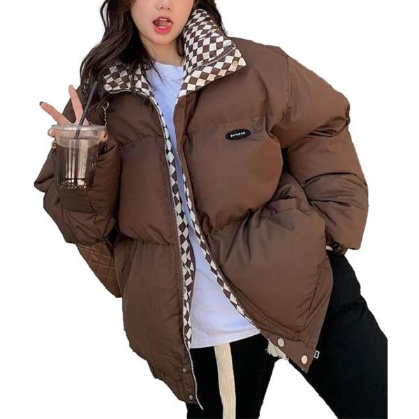 ニブンノイチプラス ブルゾン ジャケット コート キルティング チェック レディース XXL 茶( ...