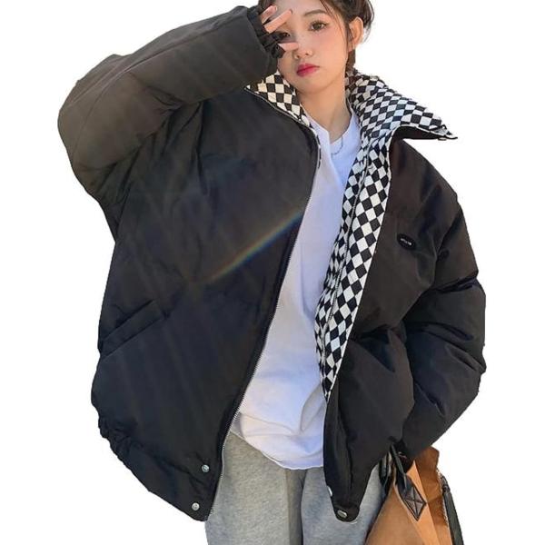 ニブンノイチプラス ブルゾン ジャケット コート キルティング チェック レディース XXL 黒( ...
