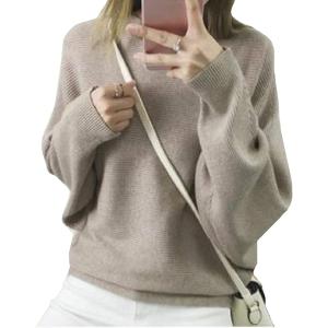 ドルマン スリーブ セーター ニット 長袖 トップス ボートネック レディース (グレージュ M)の商品画像