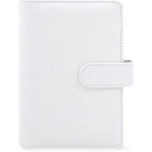 システム手帳 バイブルサイズ 6穴リング 月間罫線 リフィル付属 カードポケット ペンホルダー搭載(白色, A6)