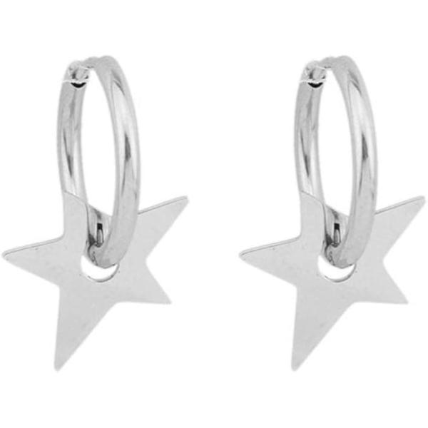 イヤリング スターモチーフ フープ 星 両耳用2つ入り アクセサリー MDM (シルバー（イヤークリ...