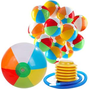 ビーチボール プール 海水浴 おもちゃ 空気入れセット 直径30cm 12個セット