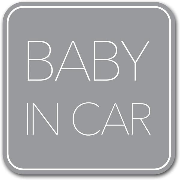 ベビーインカー マグネット Baby in car 赤ちゃん乗ってます(グレー)