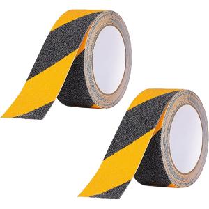 滑り止め ステッカーテープ 屋内外階段.床 幅5cm 長さ 5m イェロー＆ブラック 2個セット MDM