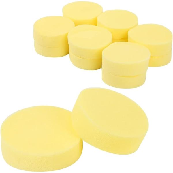 洗車スポンジ ワックススポンジ 12個入 ボディ ソフト ワックス掛け タイヤ ホイール(イエロー)