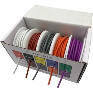 J-base 電線ケーブル 5色セット ５ｍ 配線コード シリコンワイヤー 耐熱 絶縁( 白茶灰橙紫,  18AWG(外径2.3mm))｜horikku