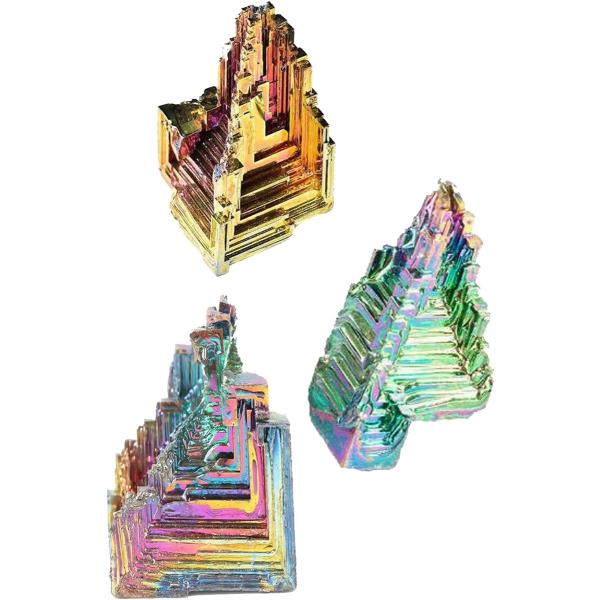 ビスマス 人工結晶 鉱石 3個セット 金属鉱物 標本研究( 20g)
