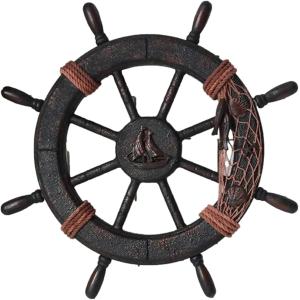 木製 舵輪 アンティーク 錨 舵取り 操舵 かじ 船舵 船ハンドル