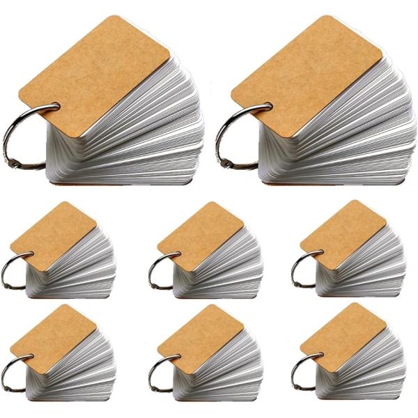 単語帳 大きめ 暗記カード 7X4cm メモ 100枚X8個セット(ブラウン,  7 x 4 x 2...