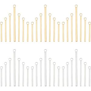 44個 4サイズ23-43mm 2色 スティックチャーム ステンレスチャーム 棒 バー パーツ メタルスティック カン付き MDM｜horikku