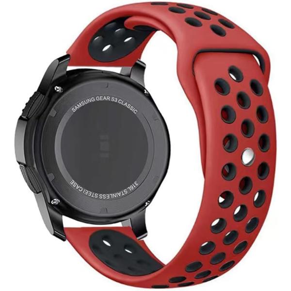 腕時計バンド 多孔通気 シリコンベルト 防水ソフト 快適工具なしで簡単交換 腕時計ベルト 赤+黒( ...