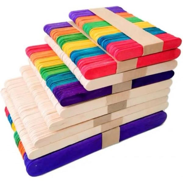 工作用 アイススティック 木製 500本入 65x10mm 棒 手作り DIY MDM(6色セット,...