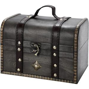 鍵付き アンティーク 宝箱 海賊 木箱 特大サイズ （横幅約55cm） : e