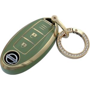 キーケース 日産 キーカバー ニッサン セレナ ノート キックス 他 対応 インテリジェントキー スマートキー (グリーン「B」)