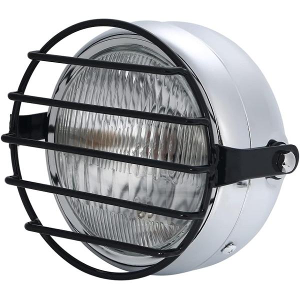 12V ビンテージ ベーツライト ヘッドライト ブラケット 付き ボバー ガード オフロード H4 ...