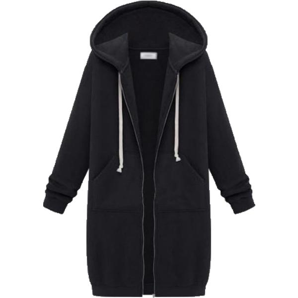 レディース パーカー ロング丈 フード付き ゆったり プルオーバー S・M・L・XL( ブラック, ...