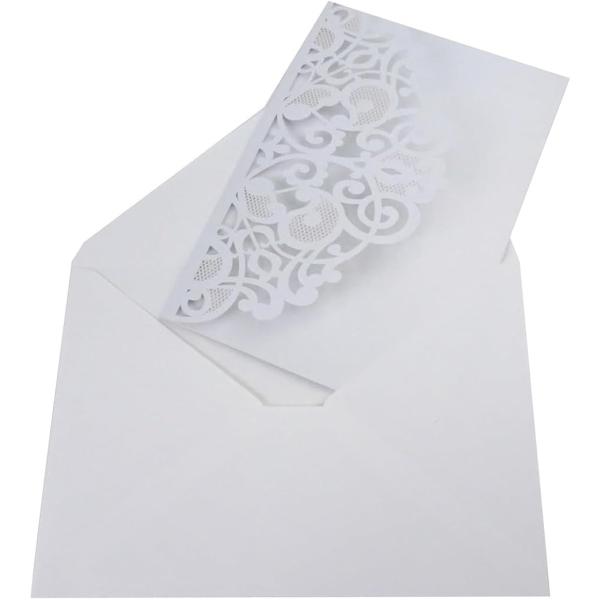 メッセージカード グリーティングカード おしゃれなレース風 レーザーカット 白カード大中小3枚 ポケ...