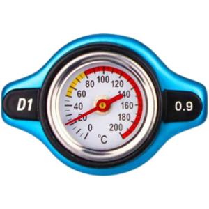 ラジエーター キャップ 水温計付き 温度計 車 カバー ゲージ 取付 汎用( blue,  0.9)