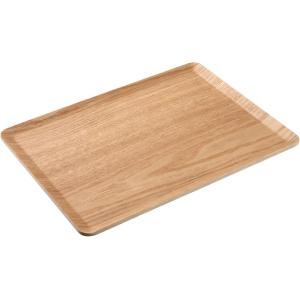 木製トレイ 木製トレー カフェ 長方形 お盆 すべり止め加工 ノンスリップ (ナチュラル, 小)